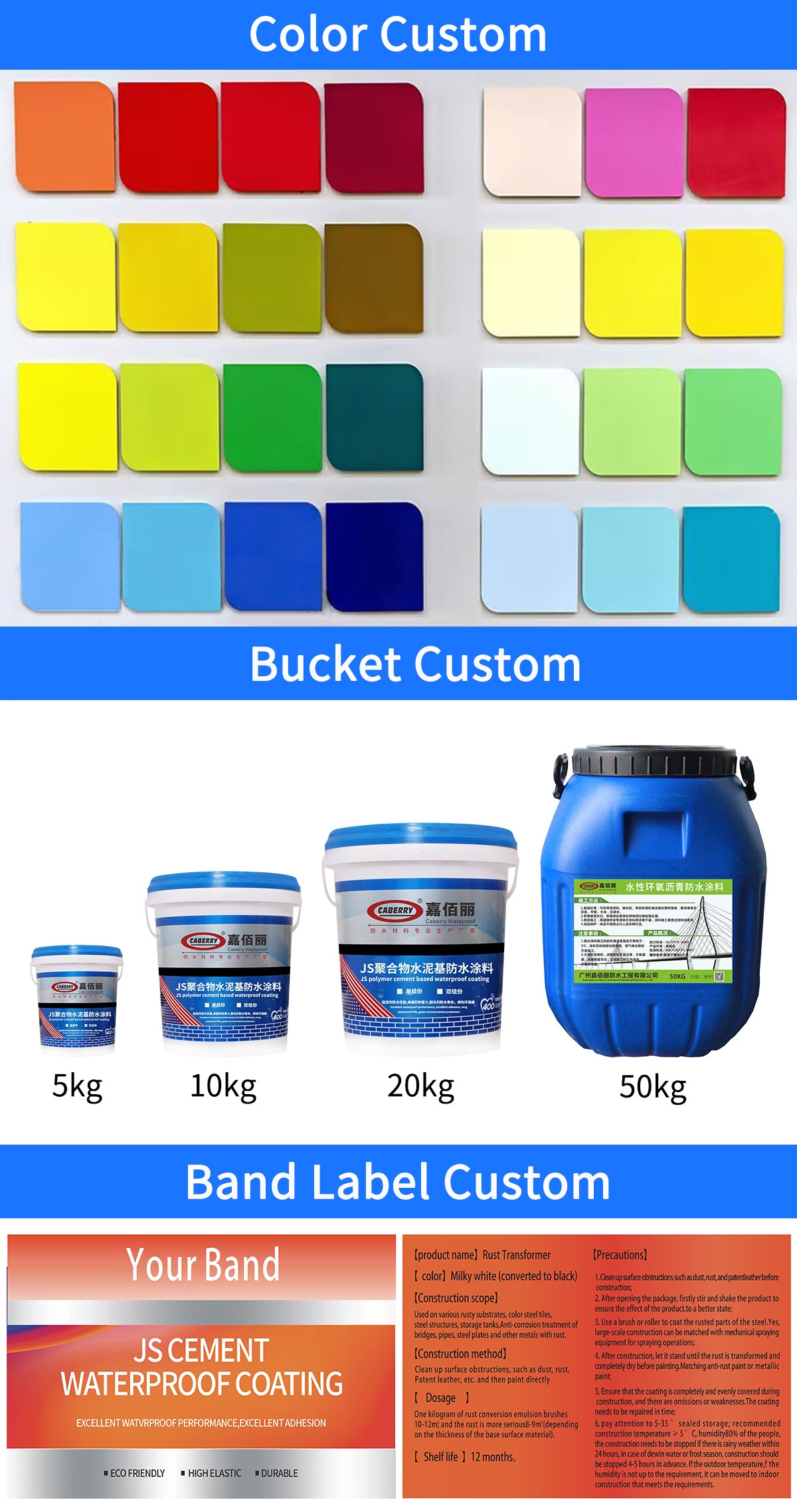 Wholesale CABERRY waterproofing companies roof super flexible basement waterproofing