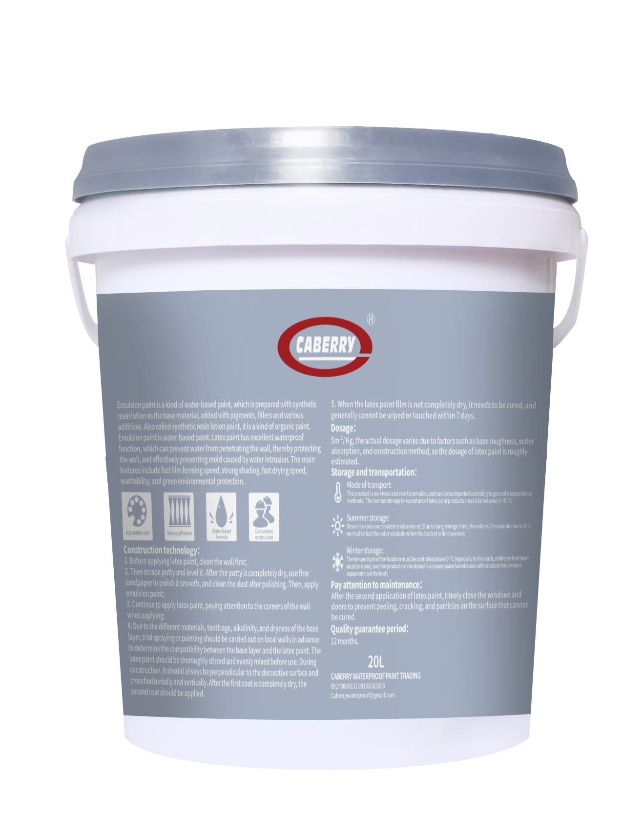 Caberry acrylic waterproof house home paint interior wall latex paint