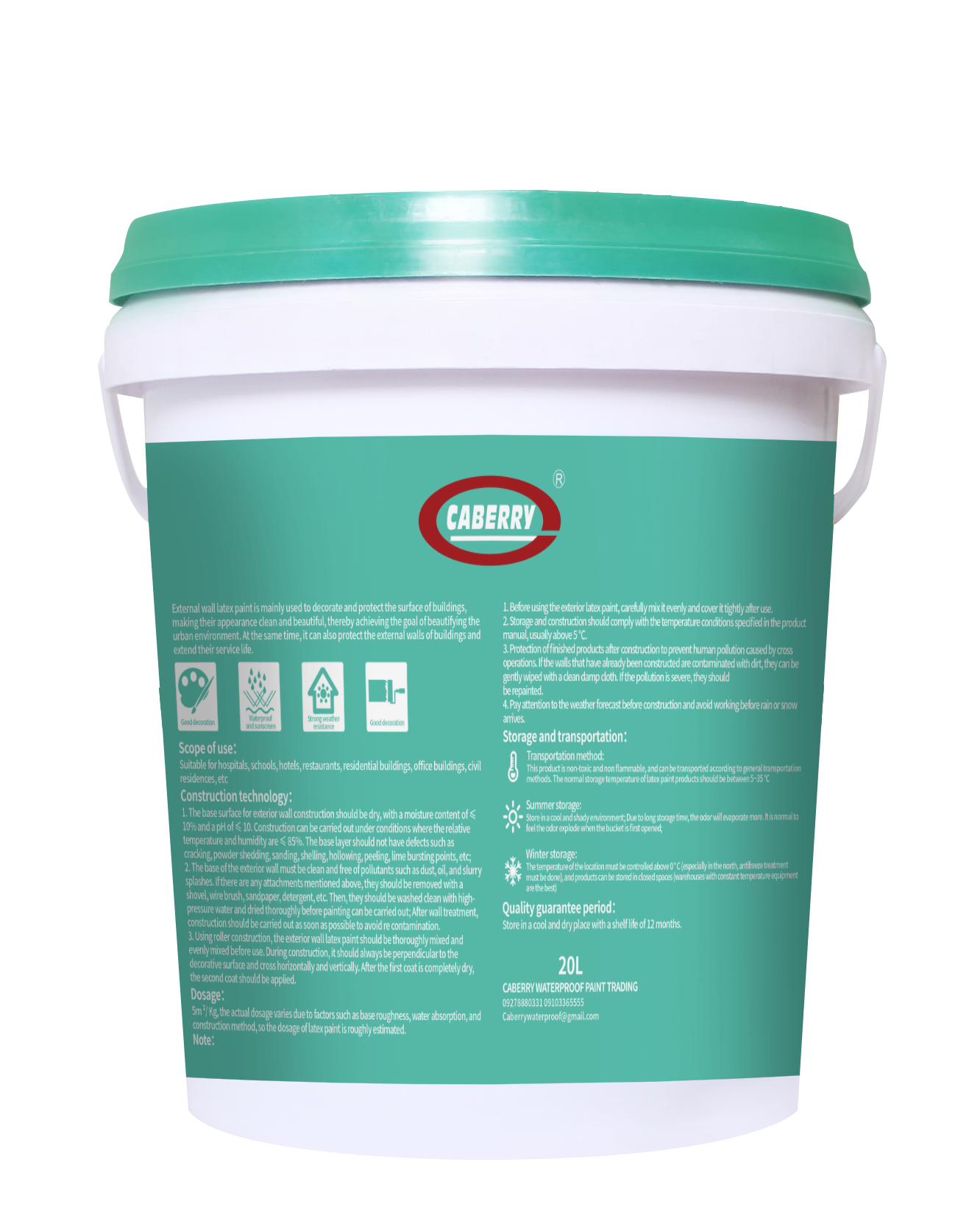 Wholesale Caberry acrylic latex waterproof texture exterior wall paint